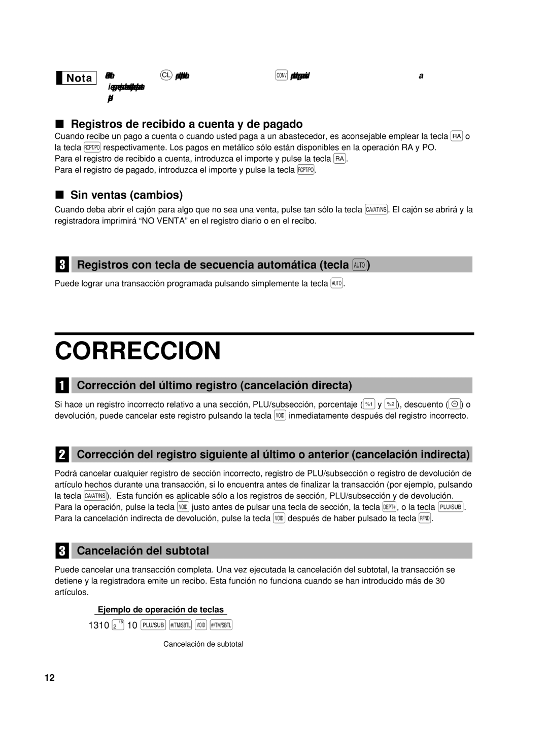 Sharp TINSZ2601RCZZ, XEA22SR, XE-A22S instruction manual Correccion 