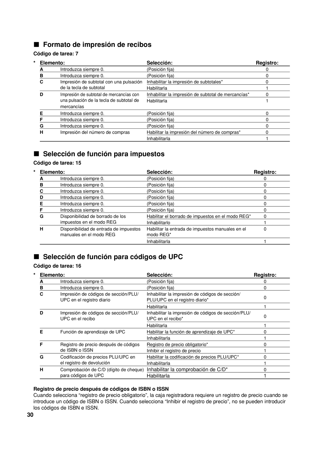 Sharp TINSZ2602RCZZ, XE-A406 instruction manual Formato de impresión de recibos, Selección de función para impuestos 