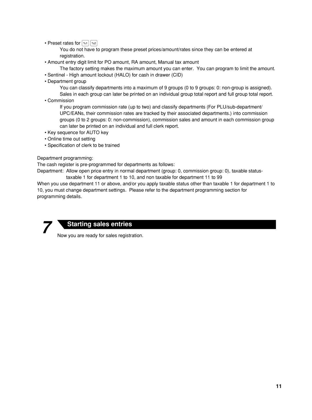 Sharp XE-A406, TINSZ2602RCZZ instruction manual Starting sales entries 