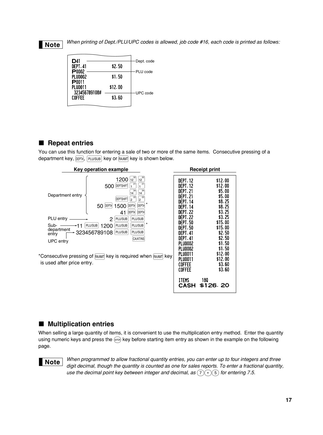 Sharp XE-A406, TINSZ2602RCZZ Repeat entries, Multiplication entries, 1200 ∑ ∑, 50 d 1500 d d, 11 p 1200 p p 