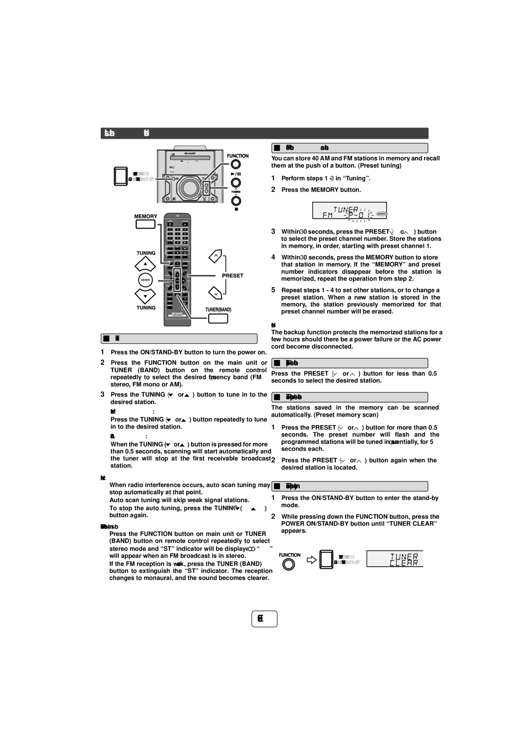 Sharp TINSZA625AWZZ, CD-SW440N operation manual Listening to the radio 