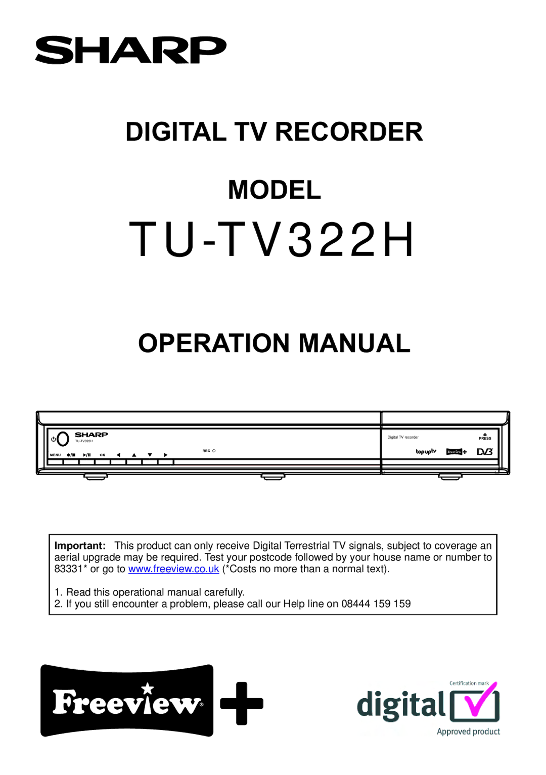 Sharp TU-TV322H operation manual 