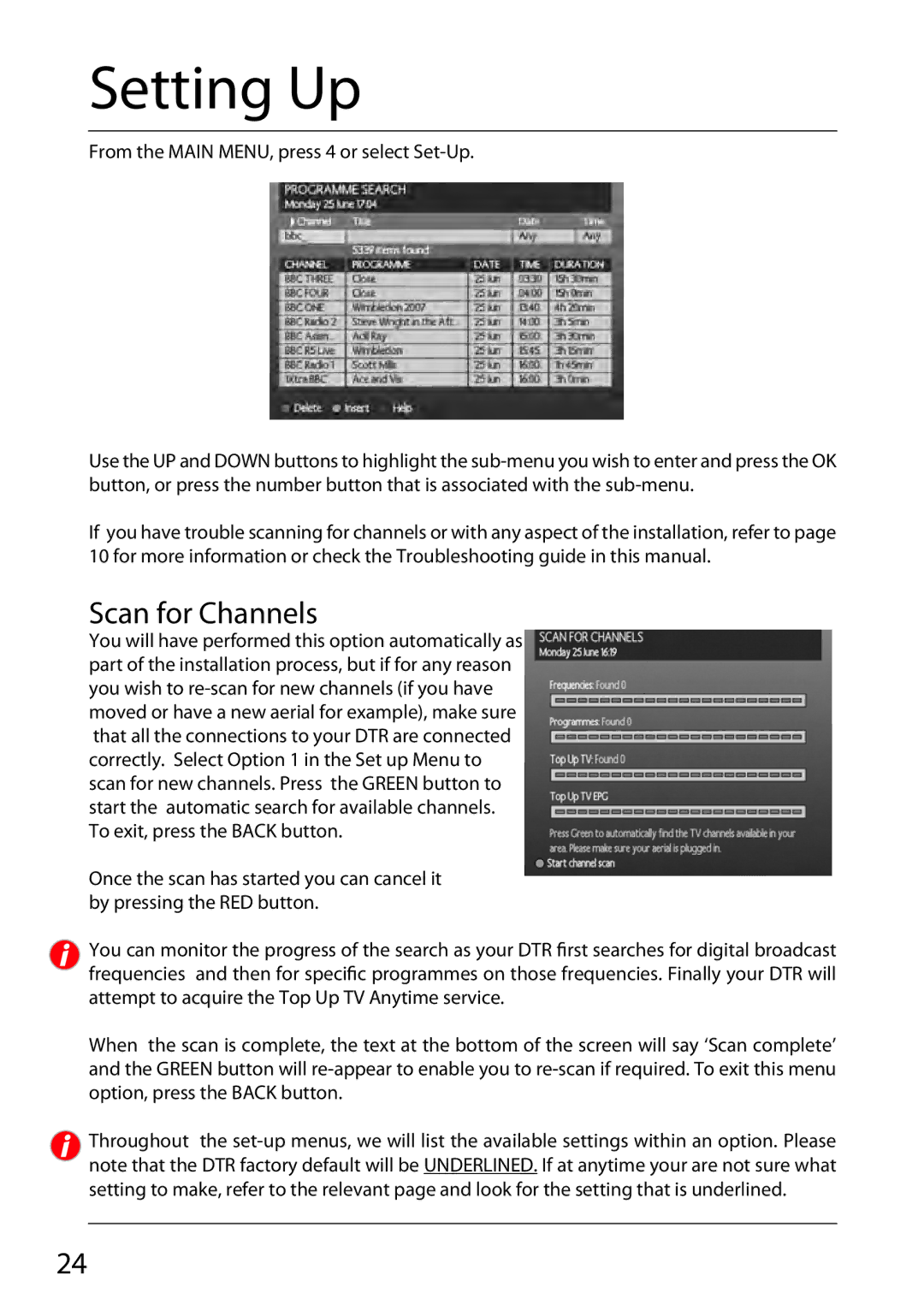 Sharp TU-TV322H operation manual Setting Up, Scan for Channels 