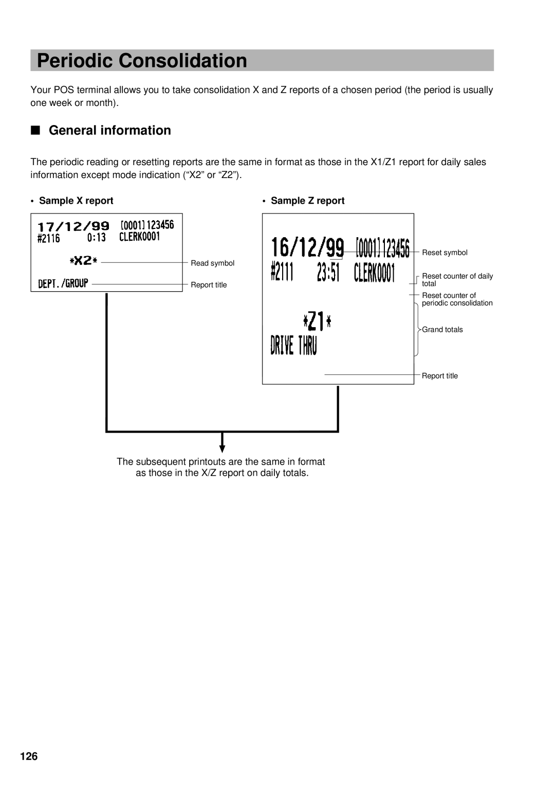 Sharp UP-3300 instruction manual Periodic Consolidation, General information, 126 