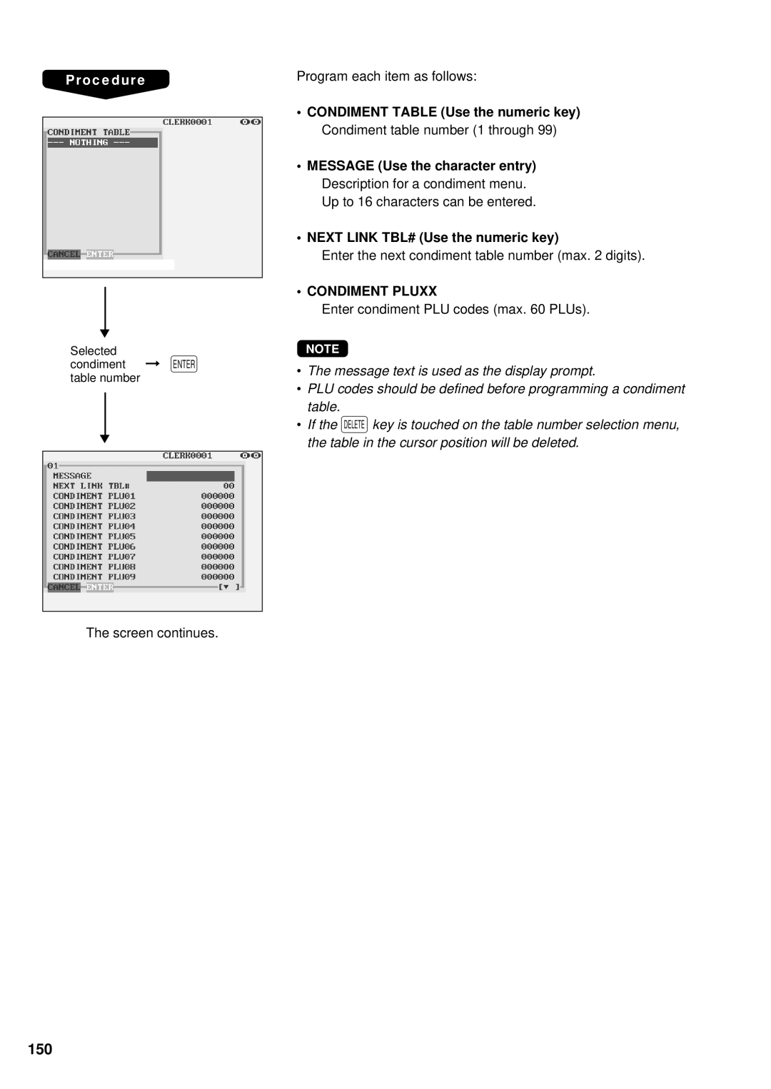 Sharp UP-3300 instruction manual 150, Condiment Pluxx 