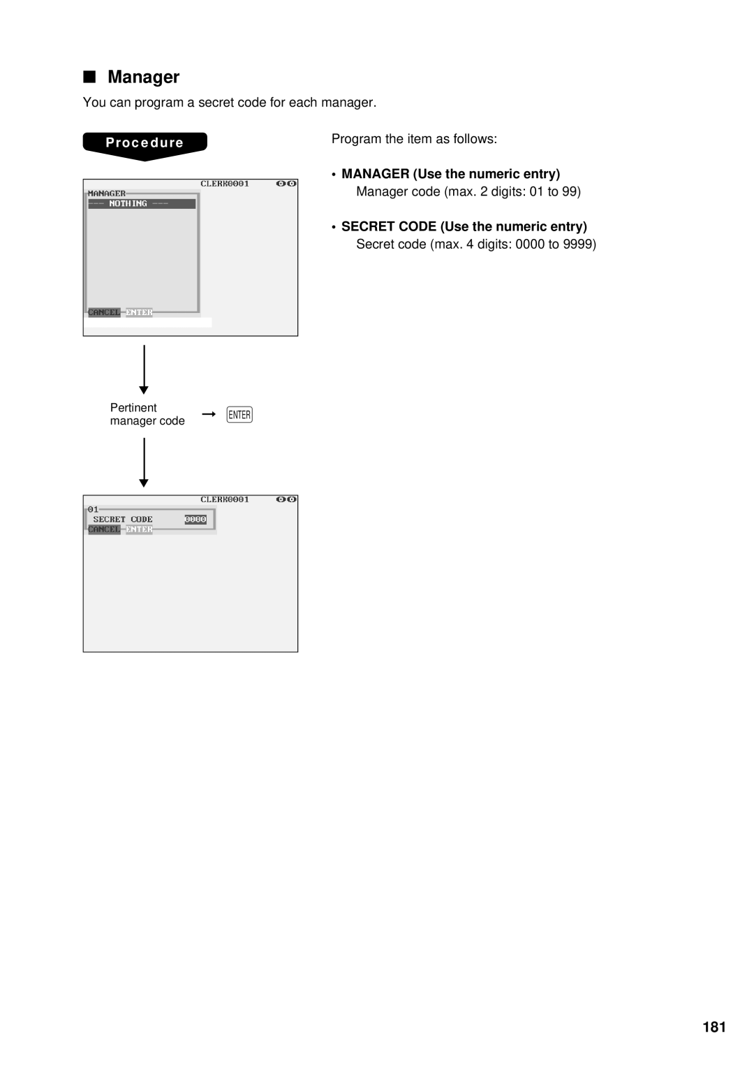 Sharp UP-3300 instruction manual Manager, 181 