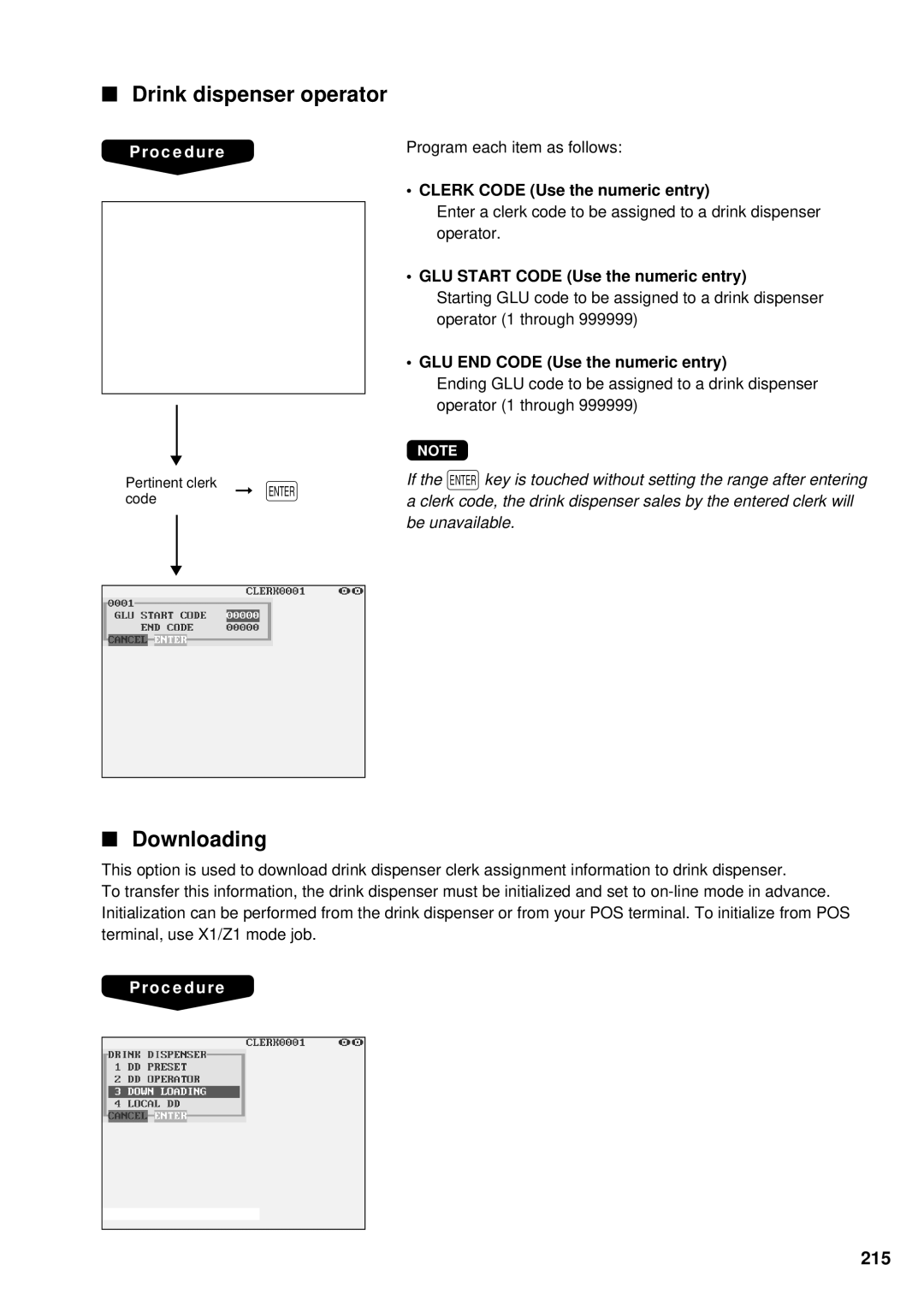 Sharp UP-3300 instruction manual Drink dispenser operator, Downloading, 215 