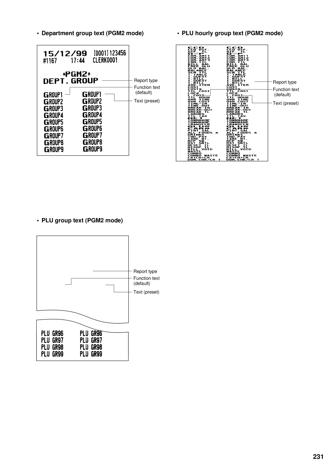 Sharp UP-3300 instruction manual 231, PLU group text PGM2 mode 