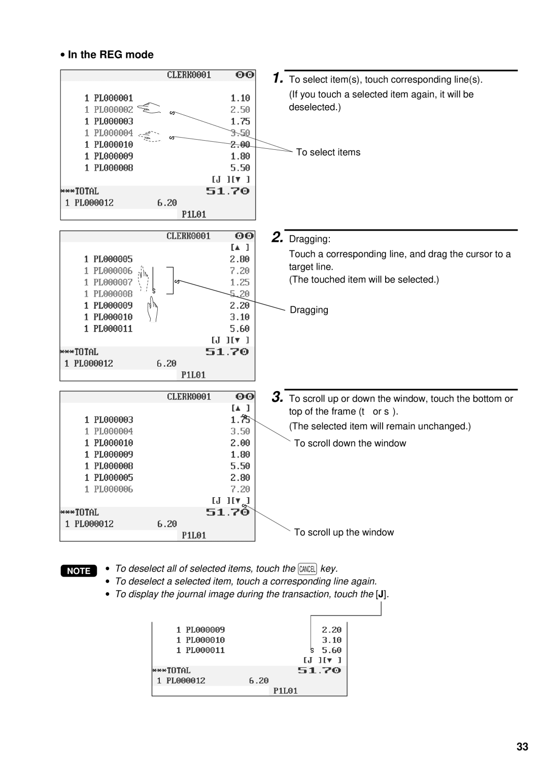 Sharp UP-3300 instruction manual ∙ In the REG mode 