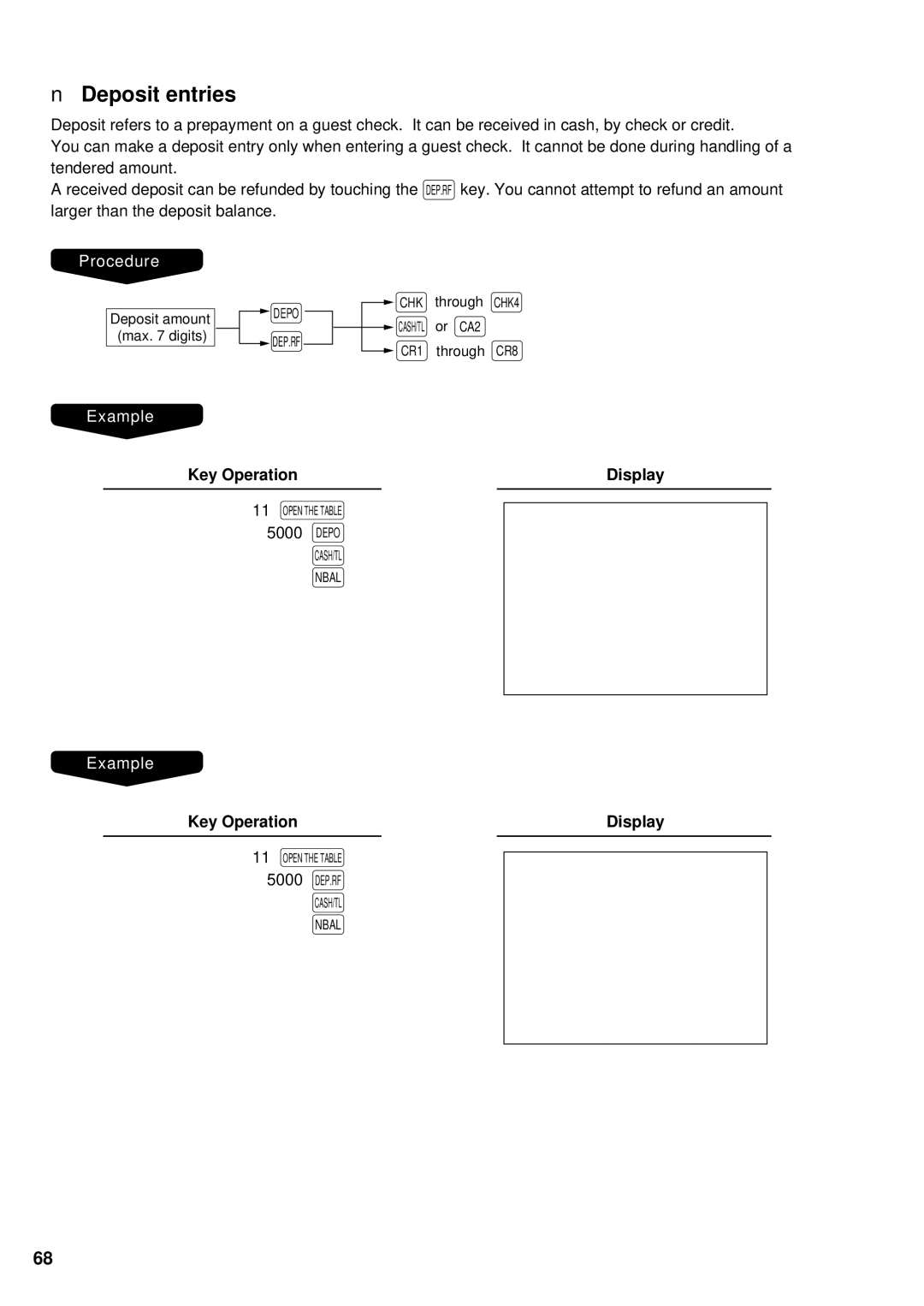 Sharp UP-3300 instruction manual Deposit entries 