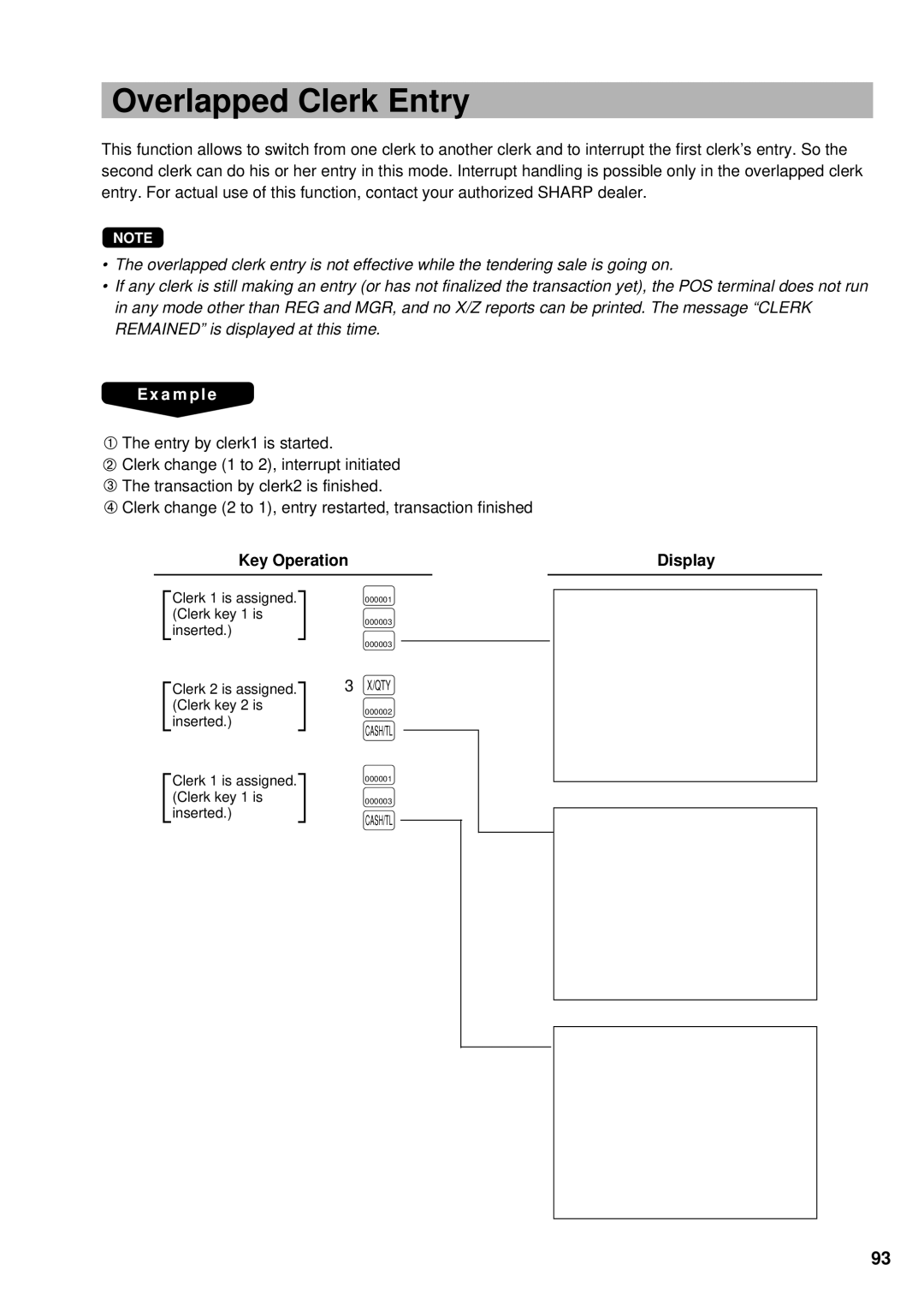 Sharp UP-3300 instruction manual Overlapped Clerk Entry 