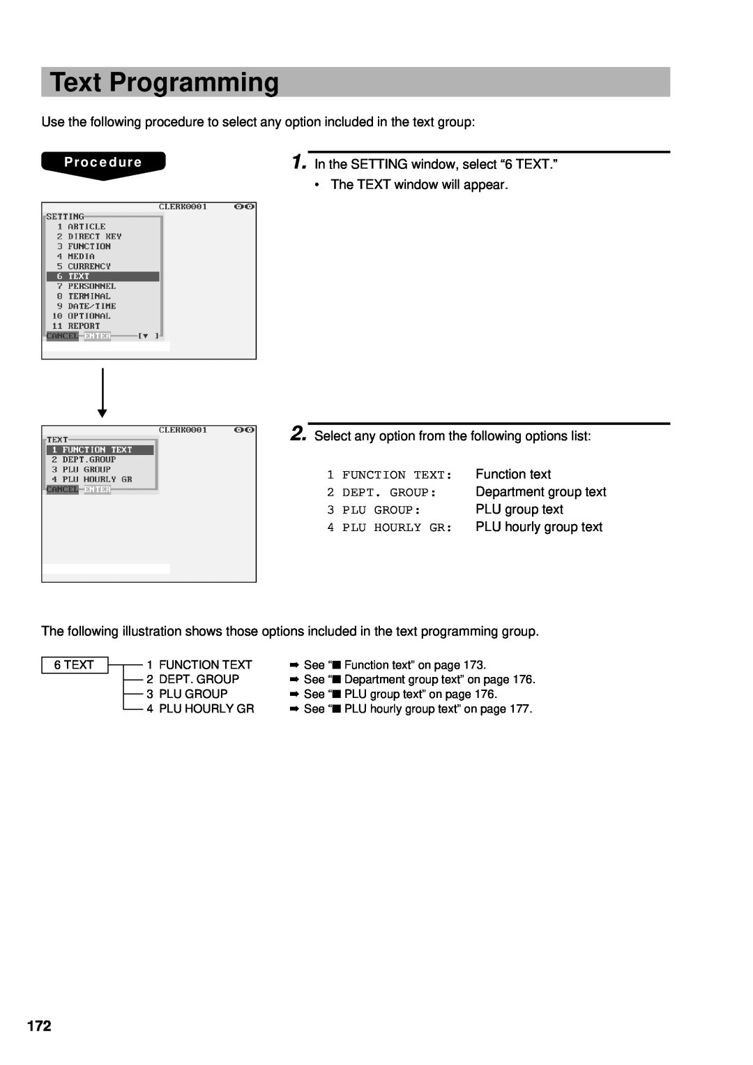 Sharp UP-3300 instruction manual Text Programming, Procedure 