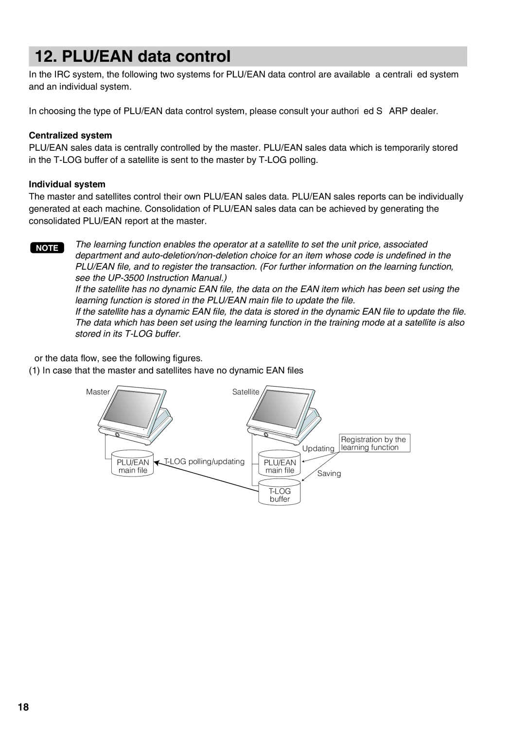 Sharp UP-3500 instruction manual PLU/EAN data control, Stored in its T-LOG buffer 