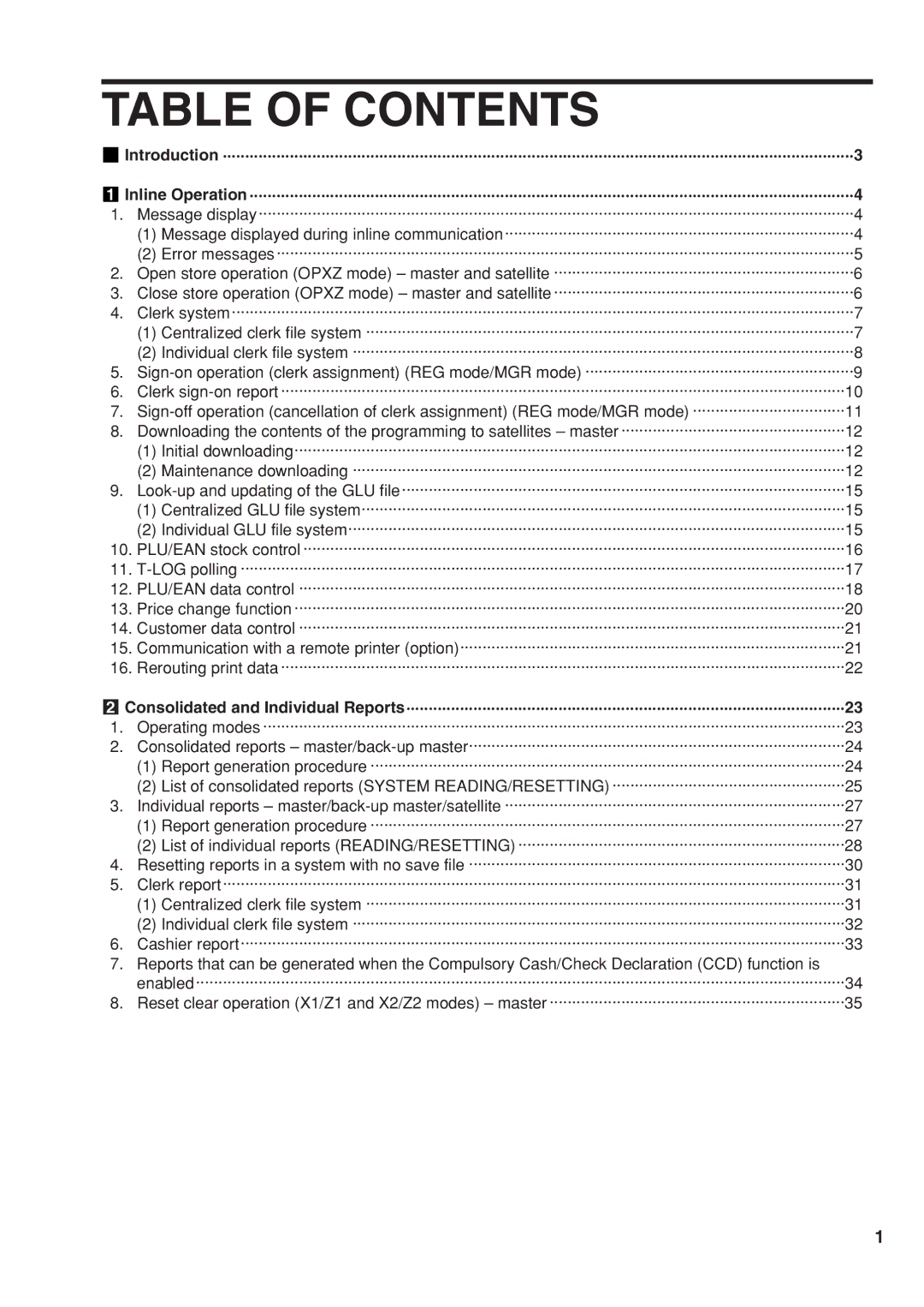 Sharp UP-3500 instruction manual Table of Contents 