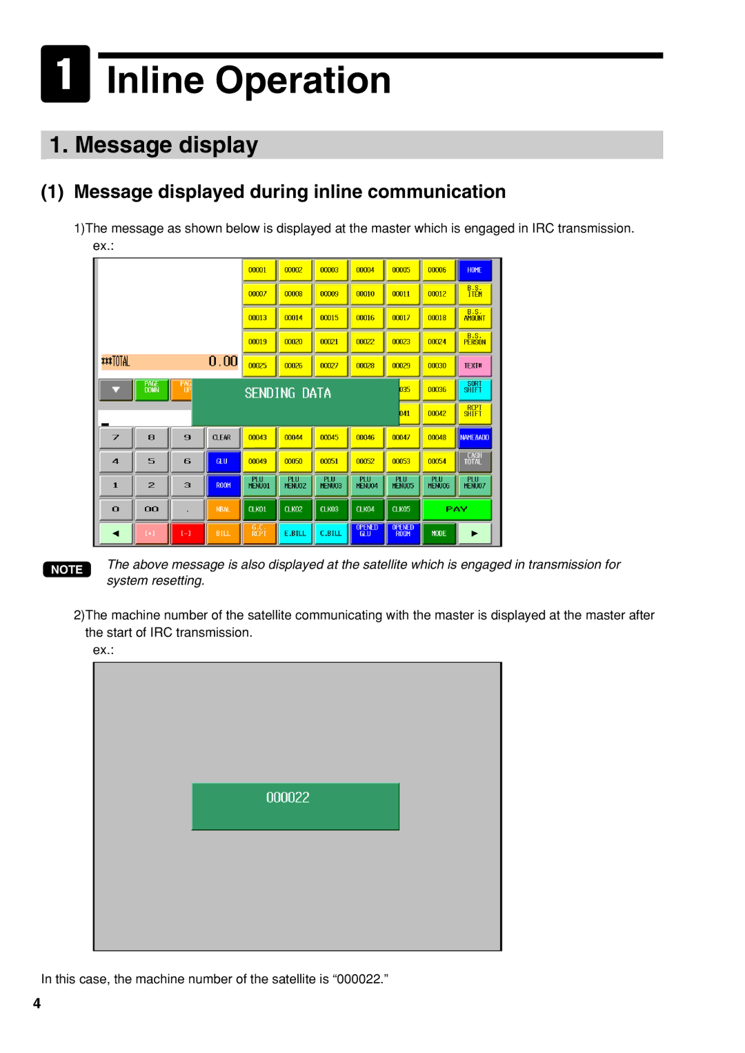 Sharp UP-3500 instruction manual Message displayed during inline communication 