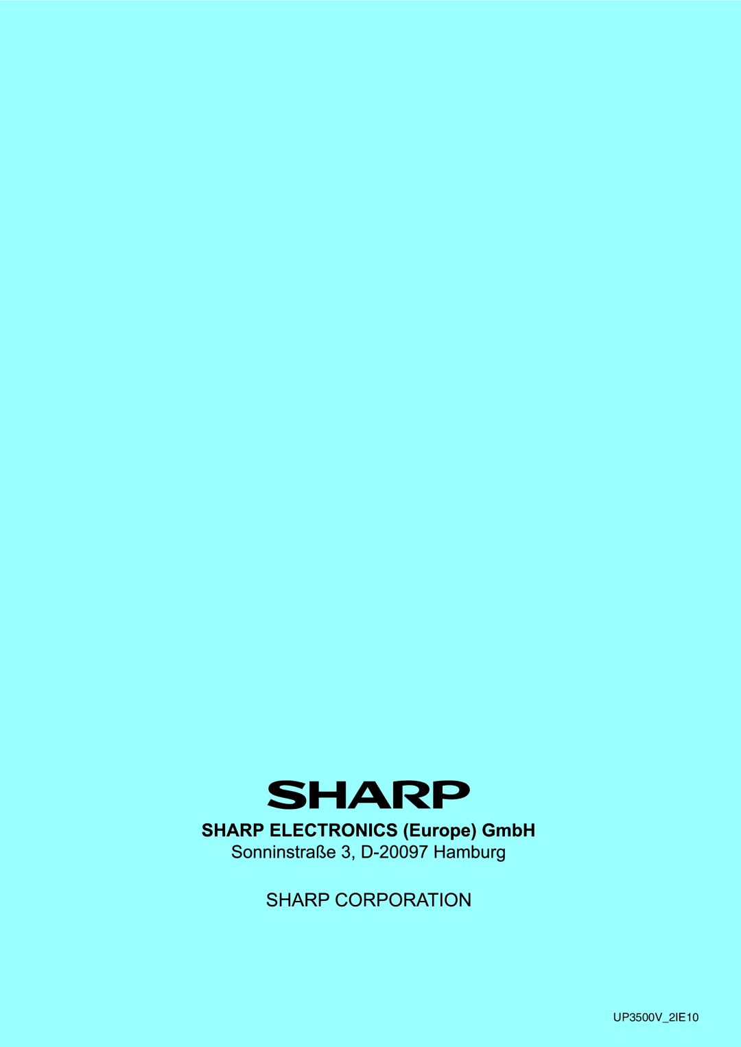 Sharp UP-3500 instruction manual UP3500V2IE10 