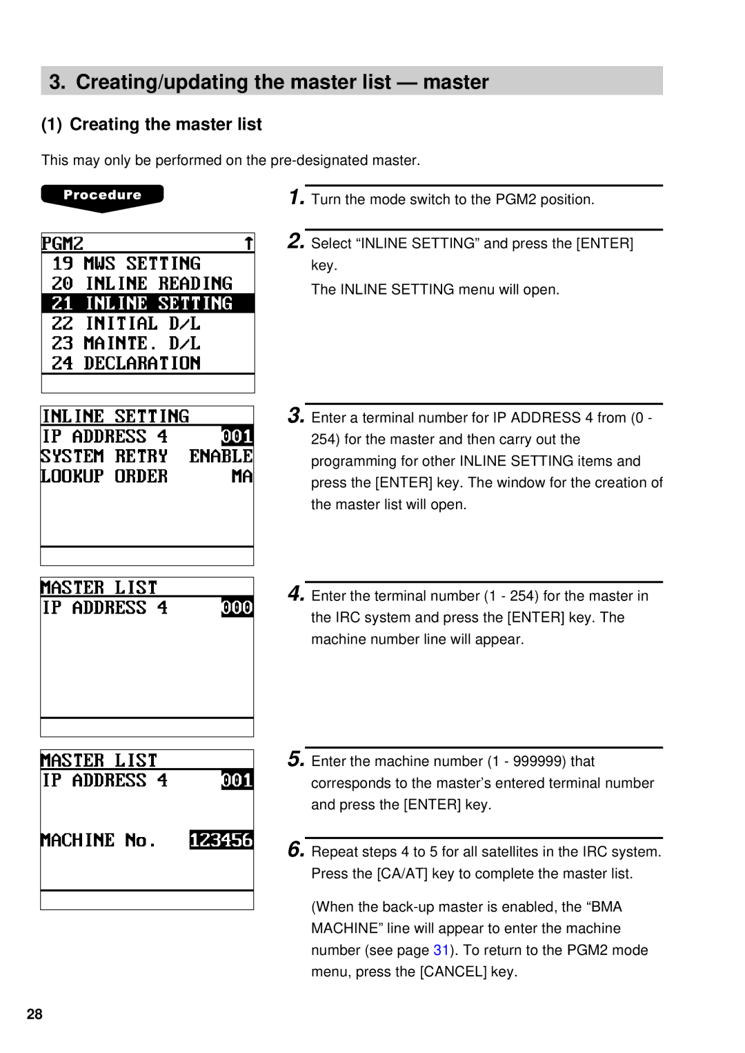 Sharp UP-700, UP-600 instruction manual Creating/updating the master list master, Creating the master list 