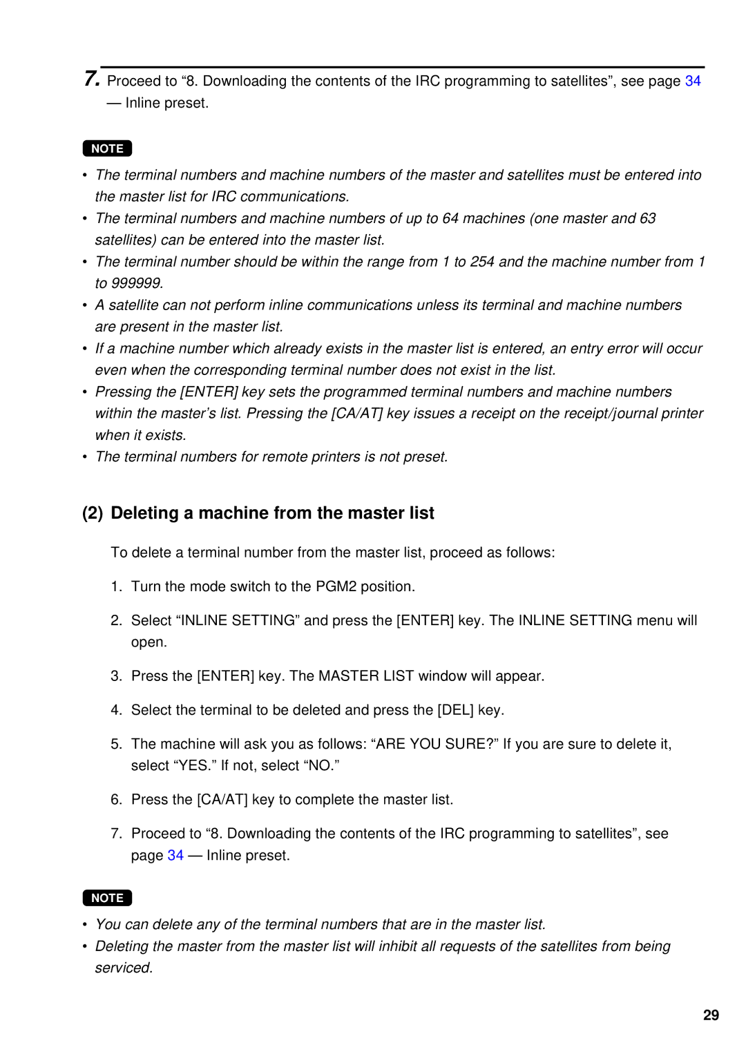 Sharp UP-600, UP-700 instruction manual Deleting a machine from the master list 