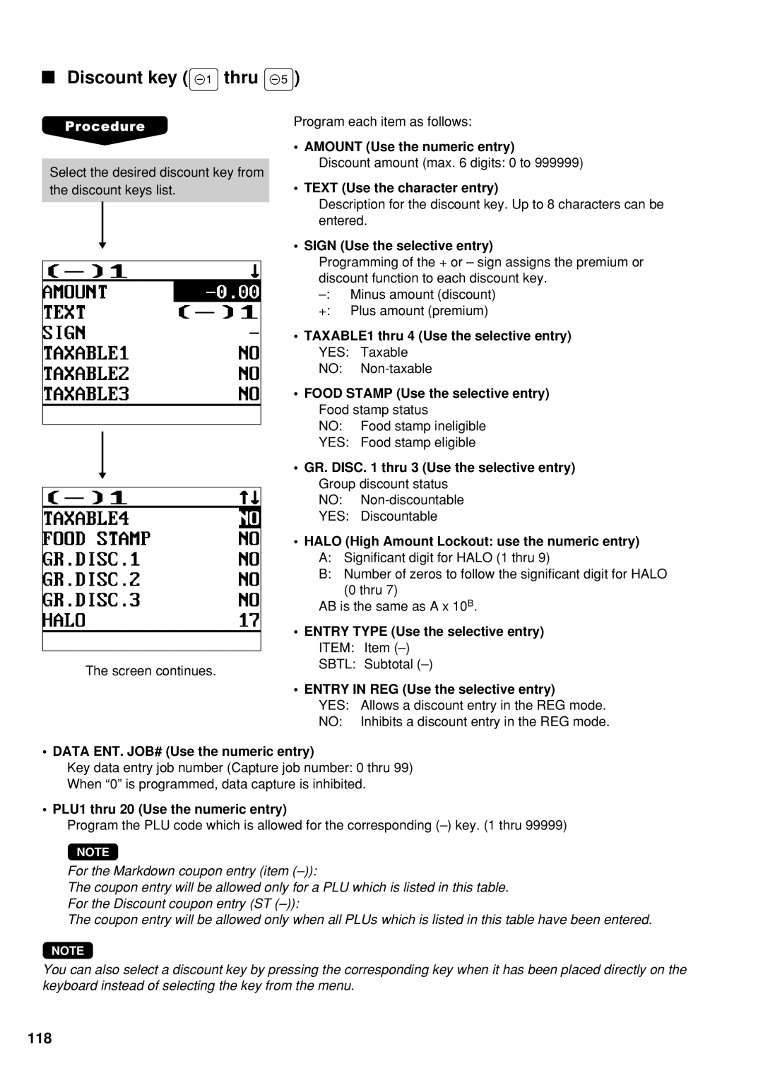 Sharp UP-600 instruction manual Discount key 1 thru 