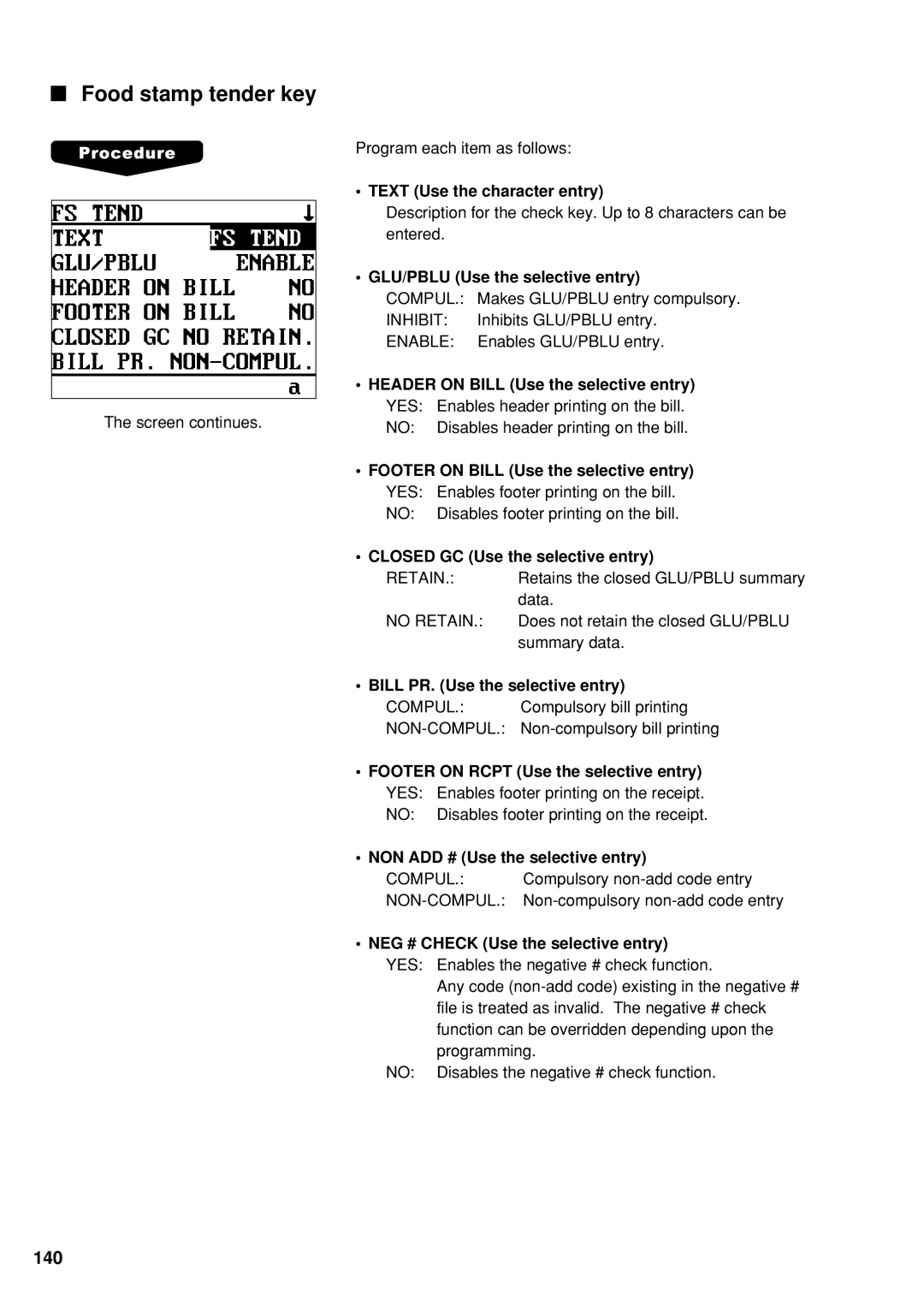 Sharp UP-600 instruction manual Food stamp tender key, Text Use the character entry 