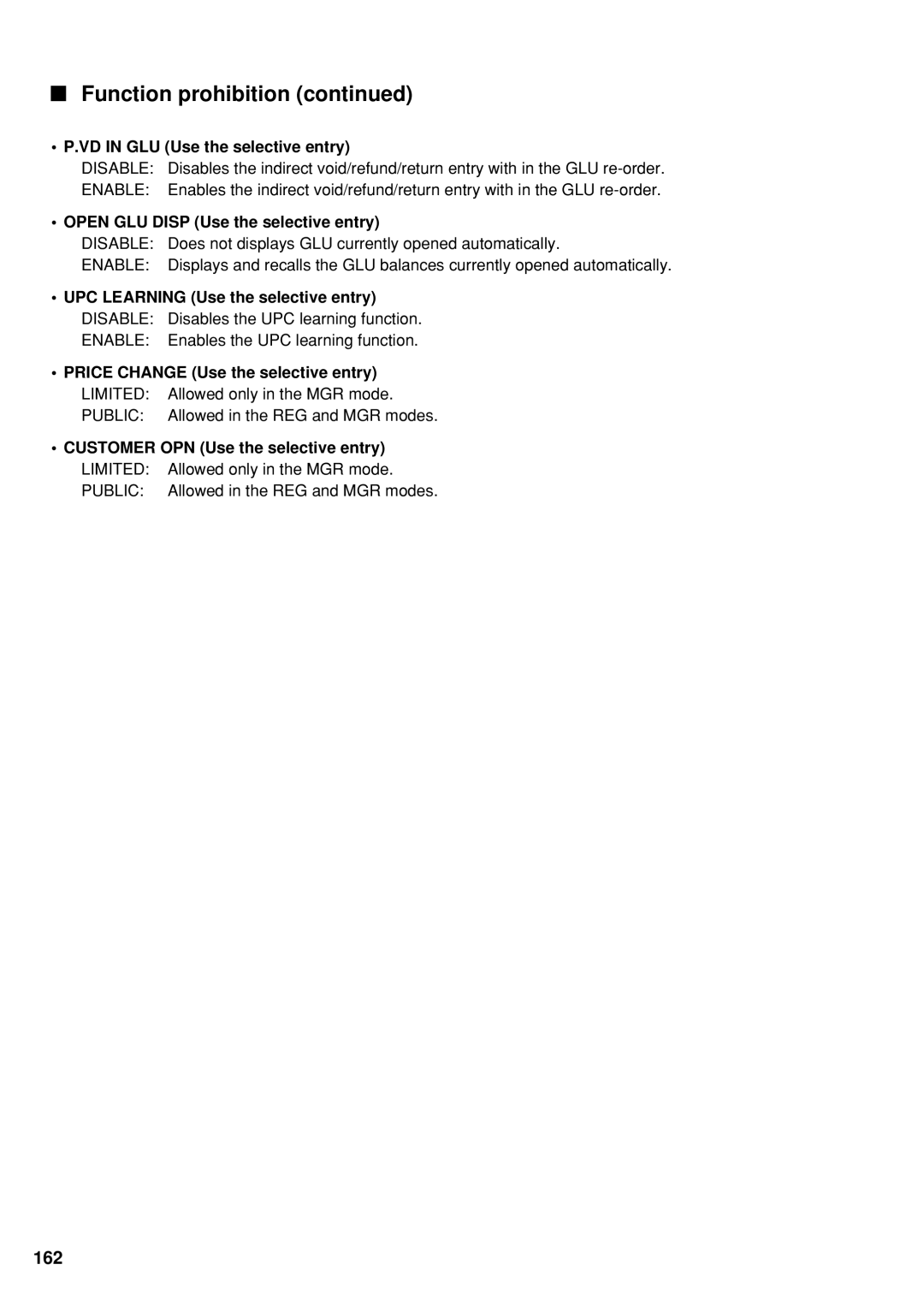 Sharp UP-600 instruction manual VD in GLU Use the selective entry, Open GLU Disp Use the selective entry 