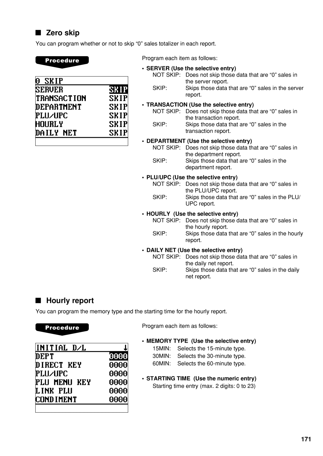 Sharp UP-600 instruction manual Zero skip 