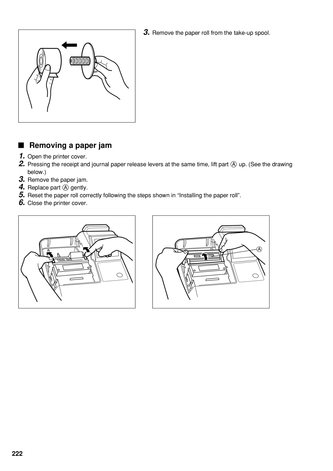 Sharp UP-600 instruction manual Removing a paper jam 