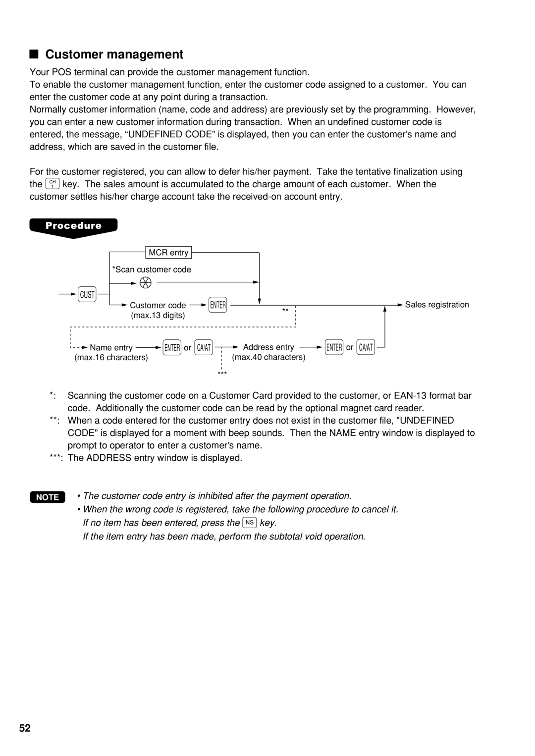 Sharp UP-600 instruction manual Customer management, Ca/At 