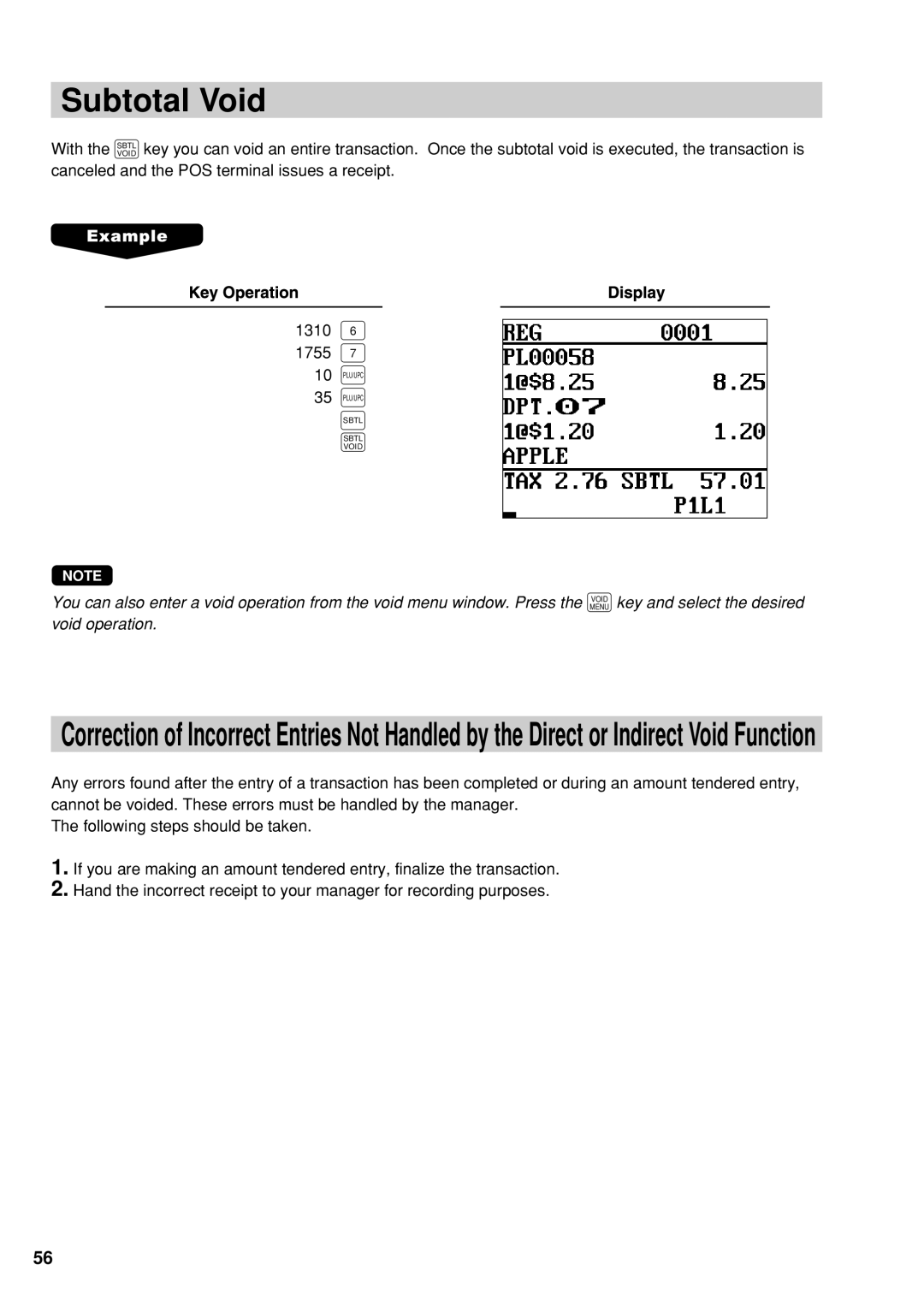 Sharp UP-600 instruction manual Subtotal Void 