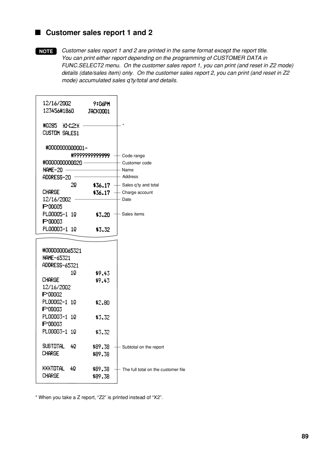 Sharp UP-600 instruction manual Customer sales report 1 