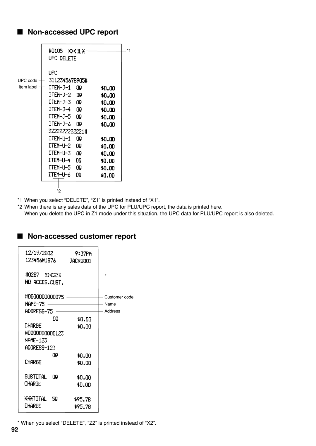 Sharp UP-600 instruction manual Non-accessed UPC report, Non-accessed customer report 