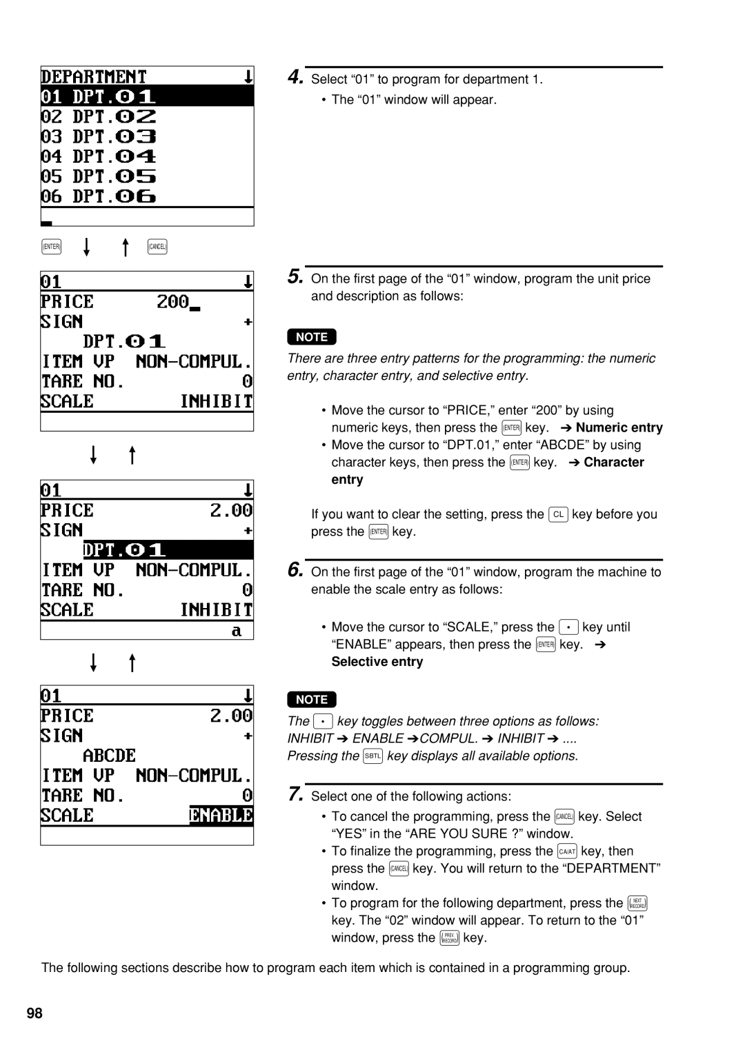 Sharp UP-600 instruction manual Entry, Selective entry 