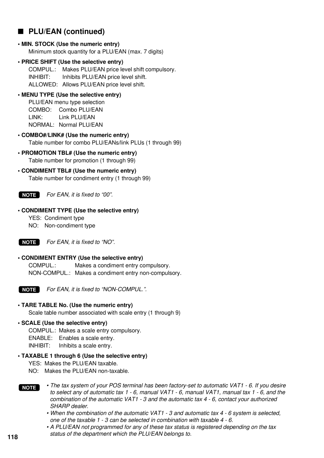 Sharp UP-600 instruction manual Plu/Ean 