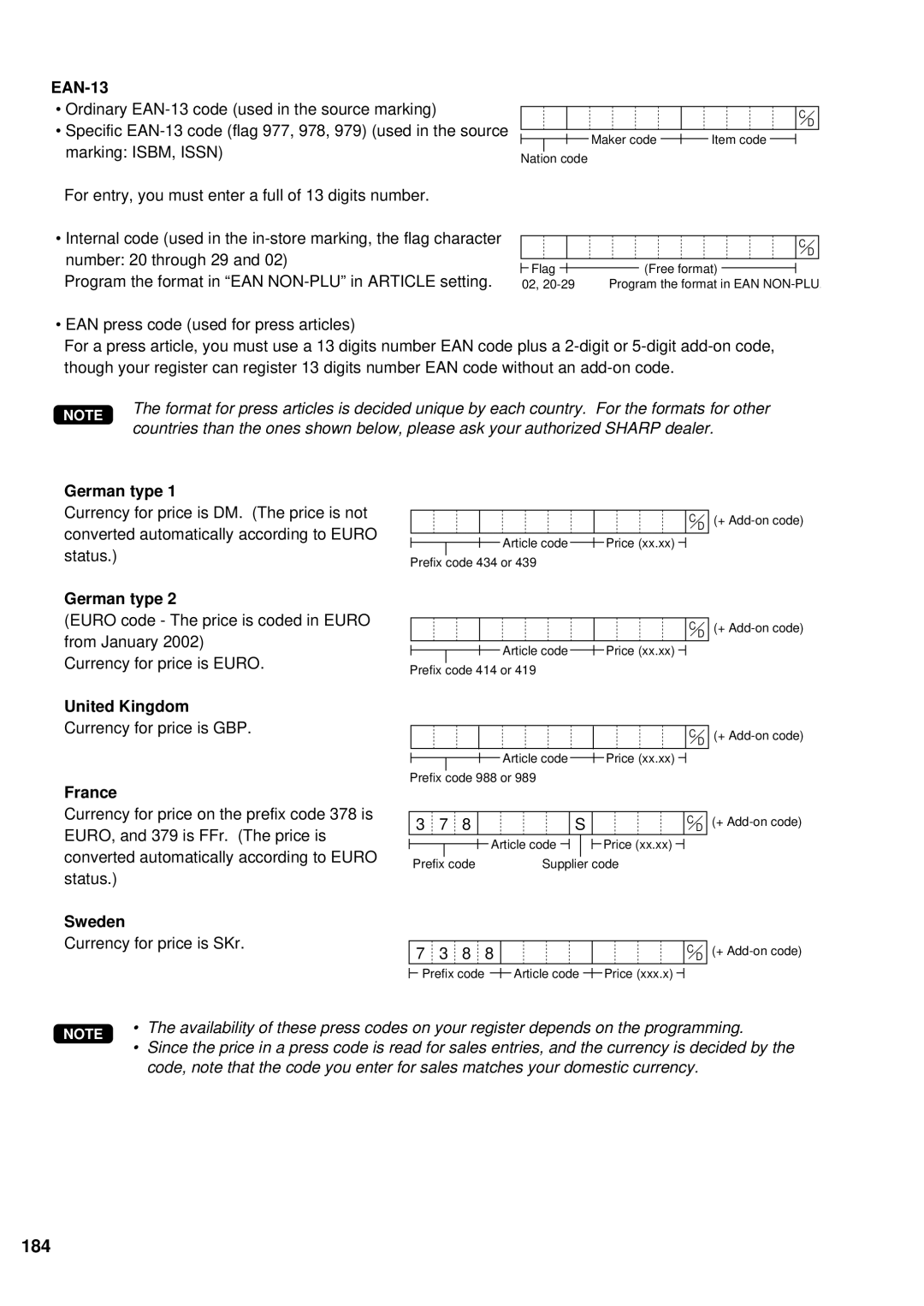 Sharp UP-600 instruction manual 184 