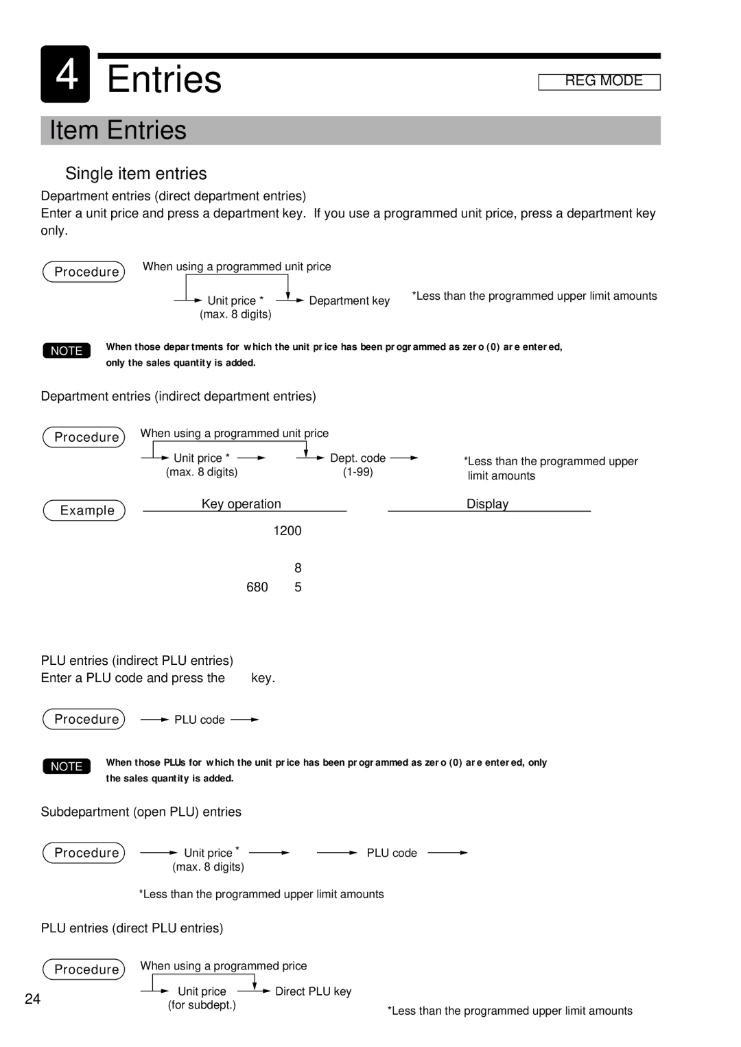 Sharp UP-600 instruction manual Item Entries, 680 `5 à c, Single item entries 