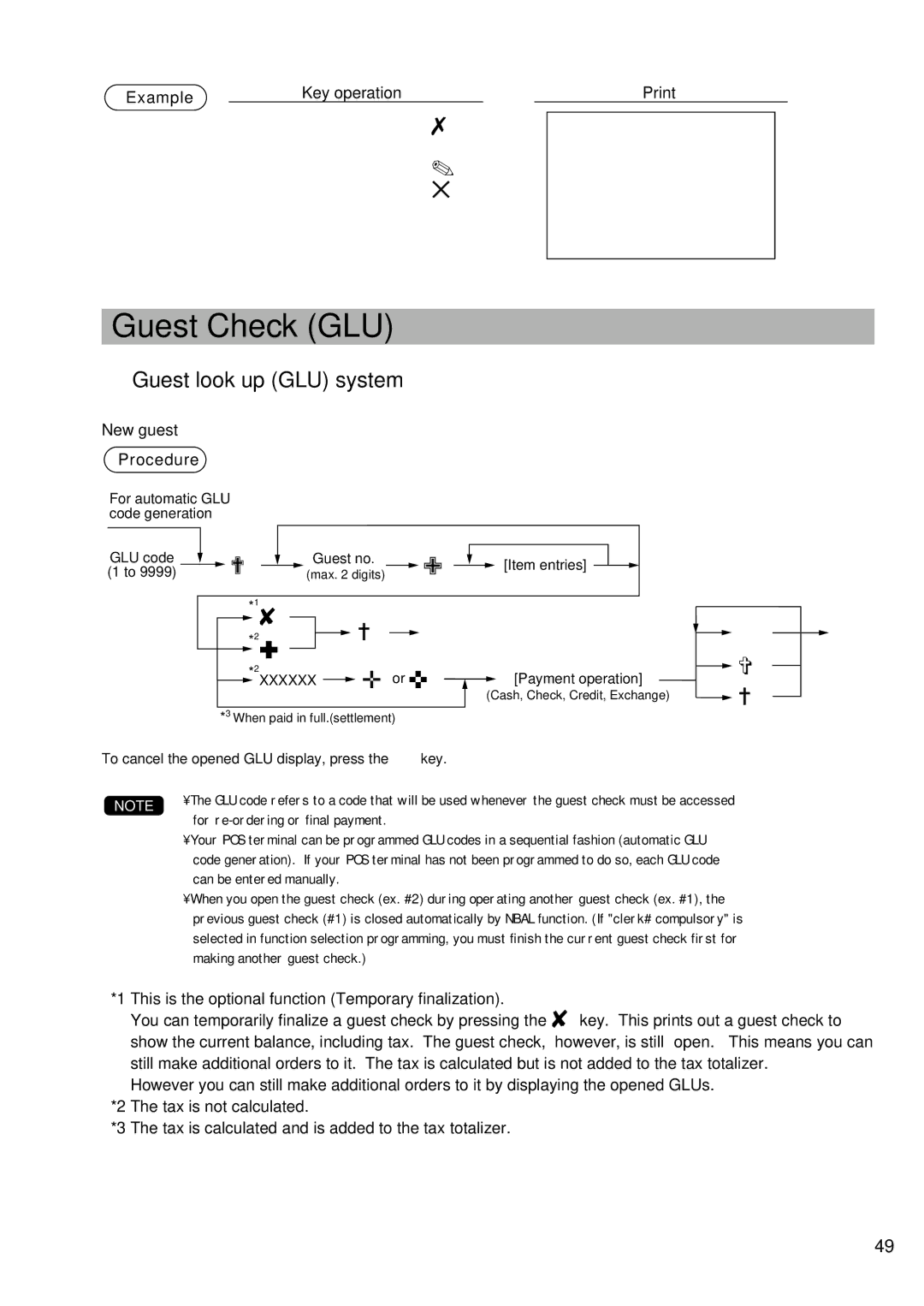 Sharp UP-600 instruction manual Guest Check GLU, 2ı √, Or a, Guest look up GLU system, New guest Procedure 