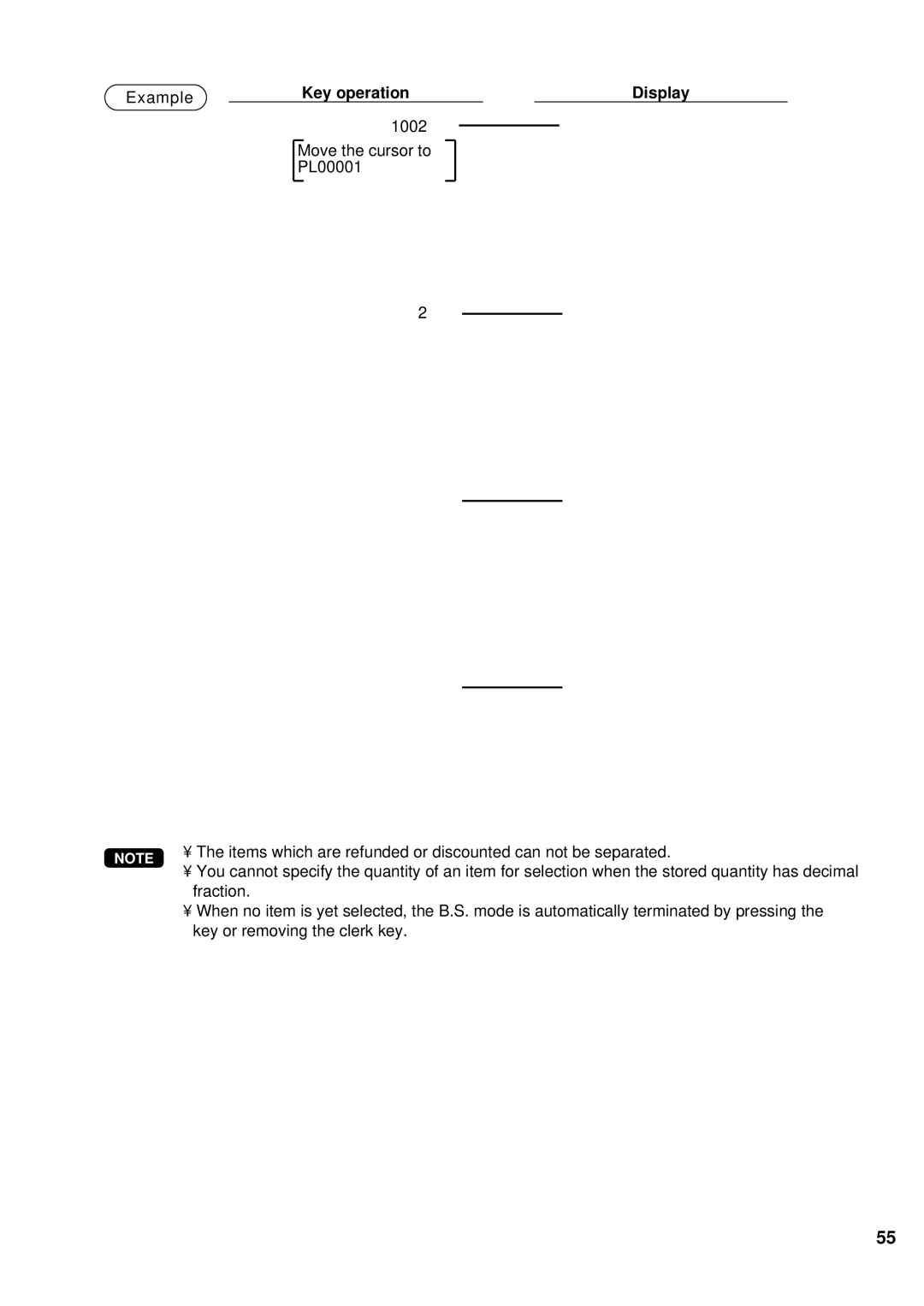 Sharp UP-600 instruction manual b Move the cursor to PL00001 