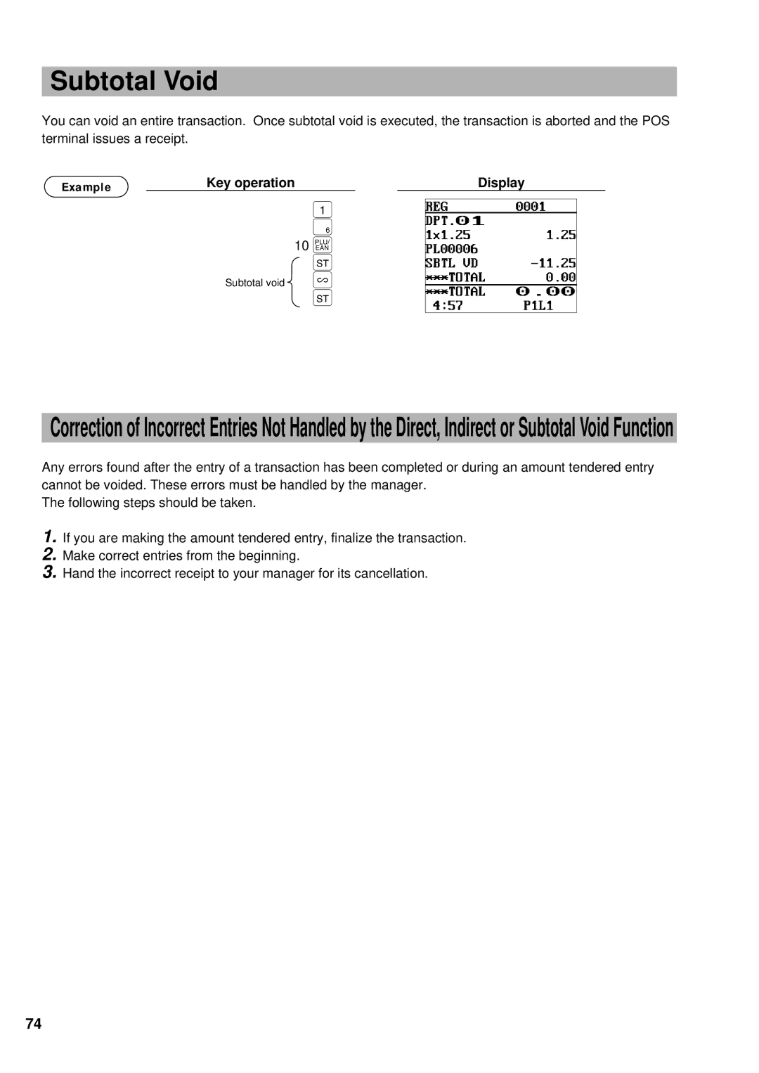 Sharp UP-600 instruction manual Subtotal Void, 10 U 