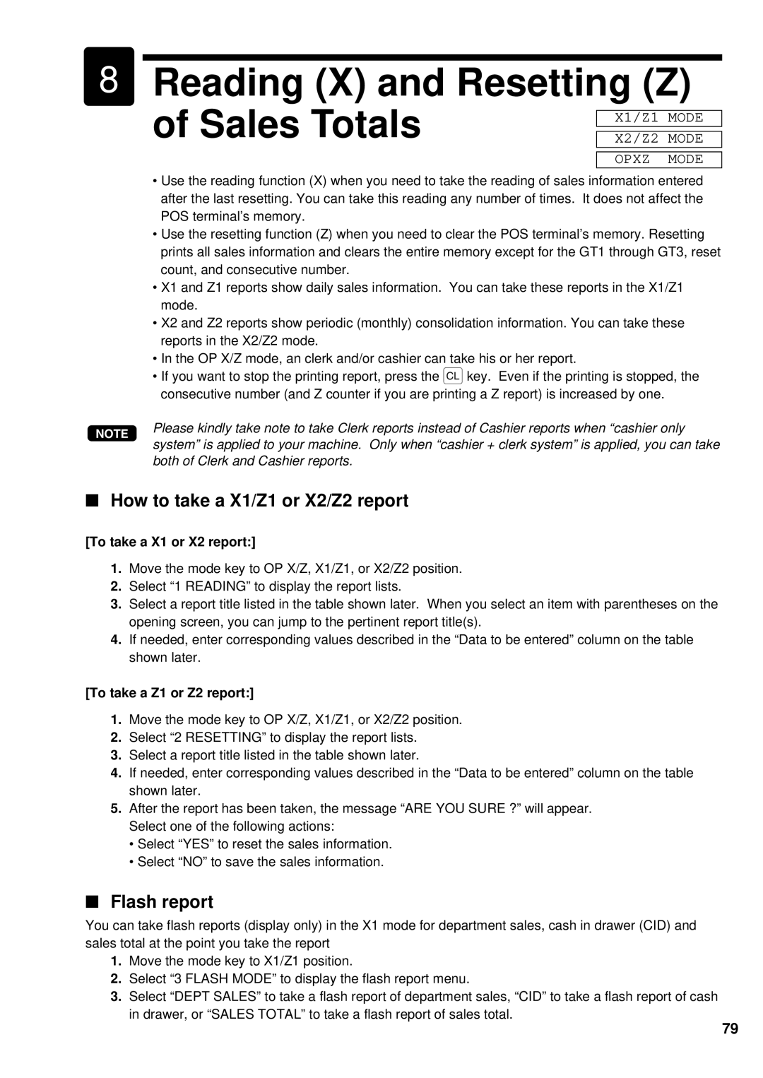 Sharp UP-600 instruction manual Reading X and Resetting Z Sales Totals, How to take a X1/Z1 or X2/Z2 report, Flash report 