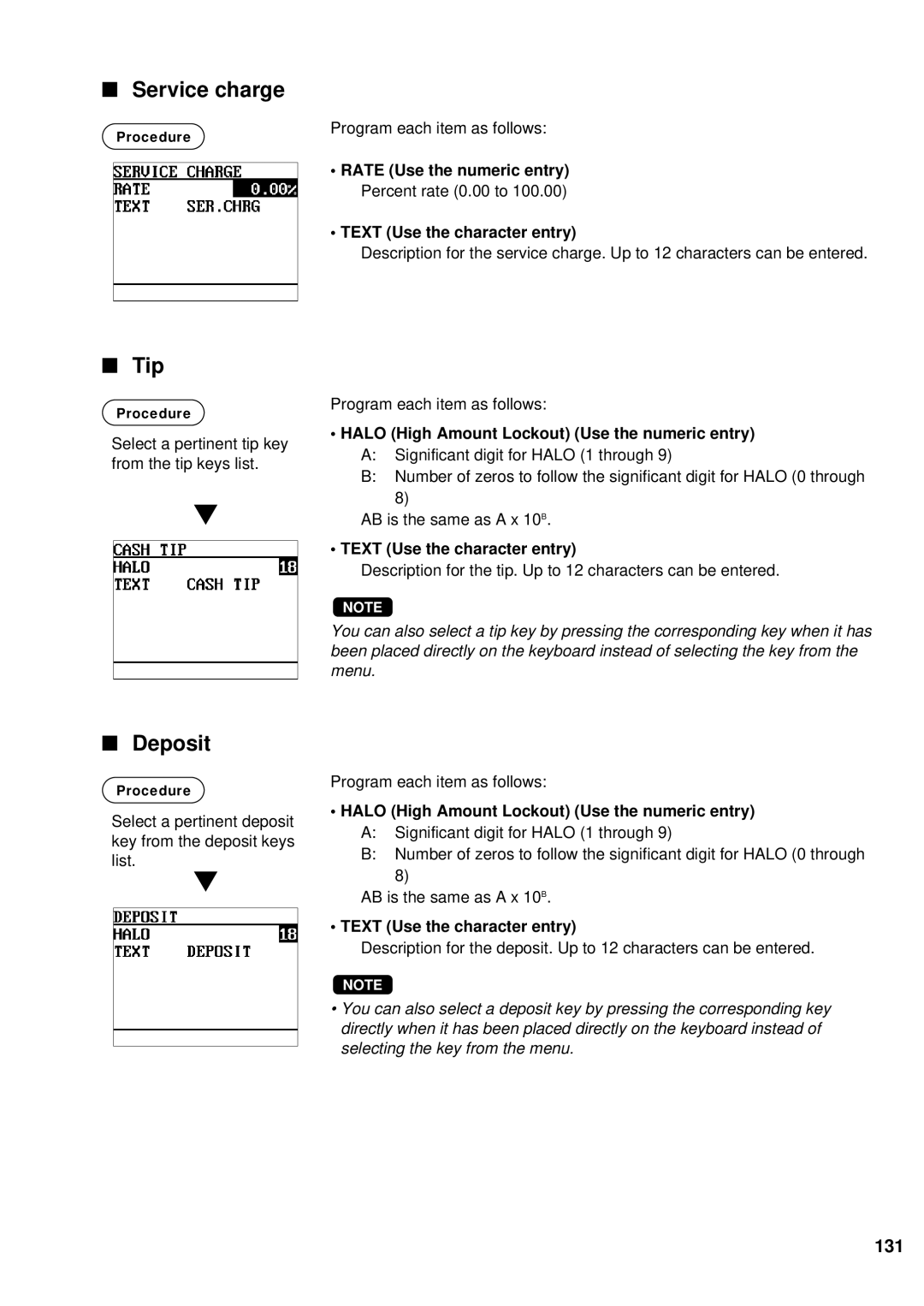 Sharp UP-700 instruction manual Tip, Deposit, 131 