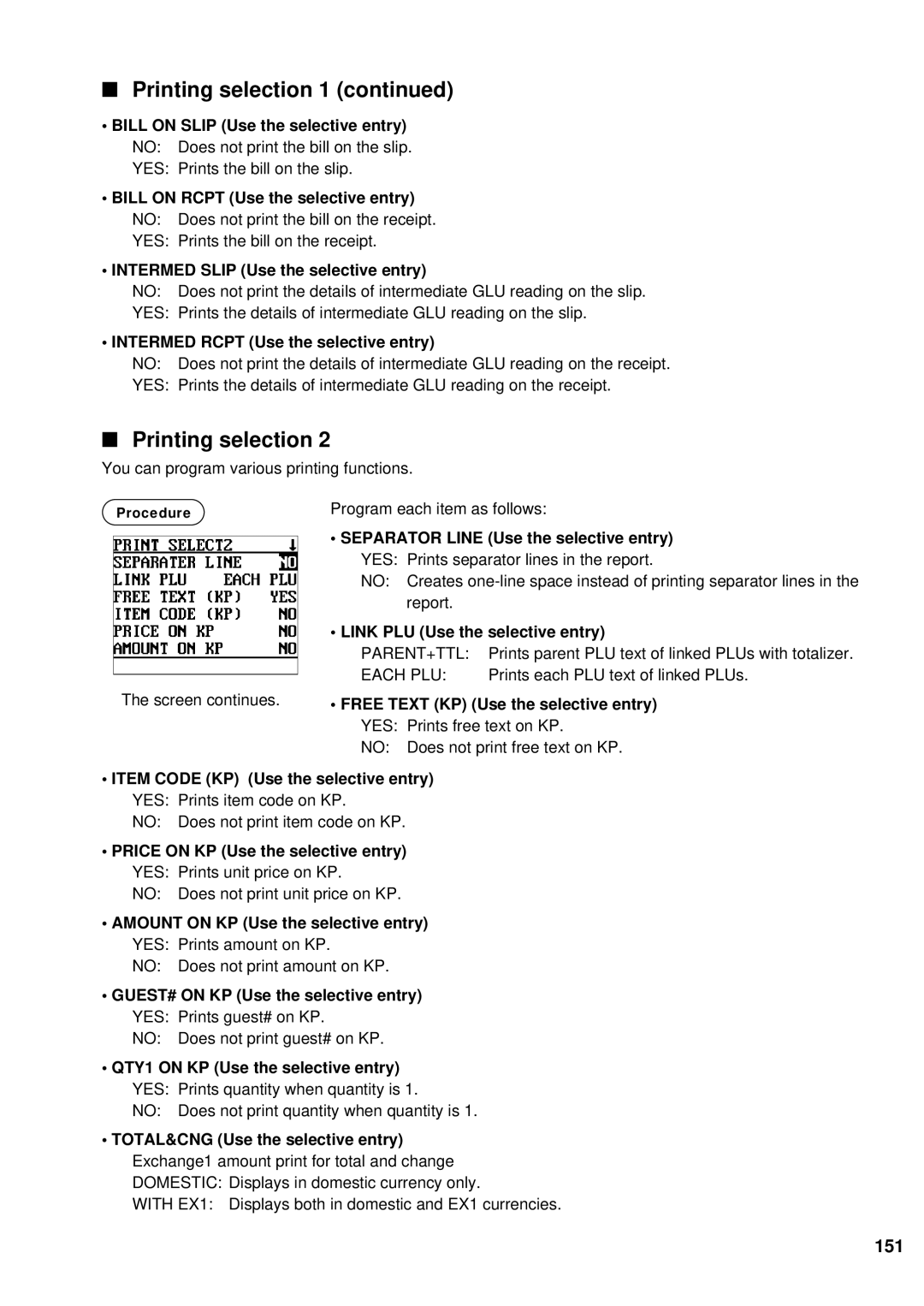 Sharp UP-700 instruction manual 151, Intermed Rcpt Use the selective entry, Separator Line Use the selective entry 