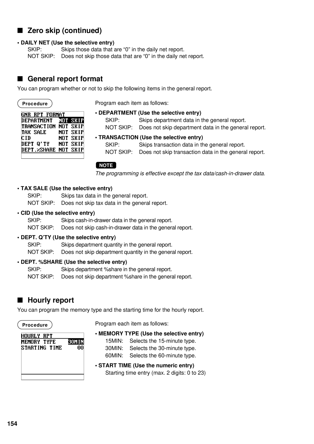 Sharp UP-700 instruction manual General report format, 154 