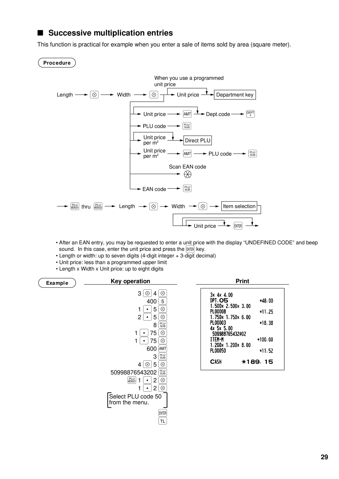 Sharp UP-700 instruction manual 400 600 `, Successive multiplication entries 