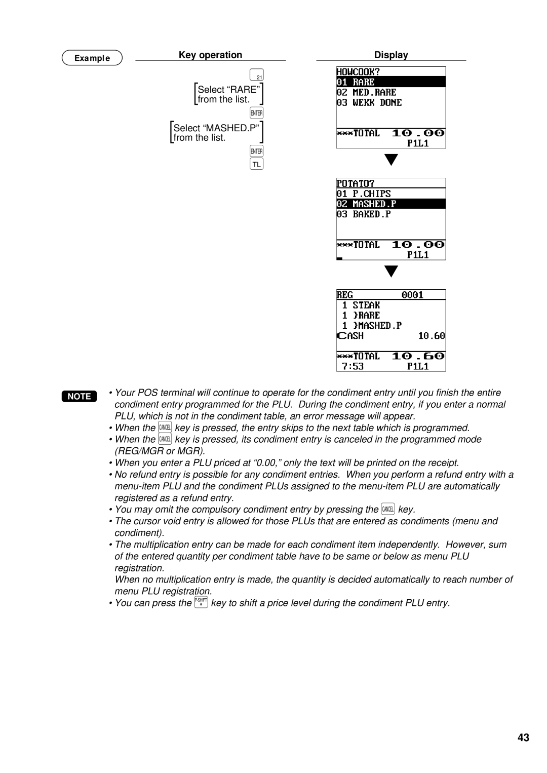 Sharp UP-700 instruction manual Select Rare from the list Select MASHED.P from the list 