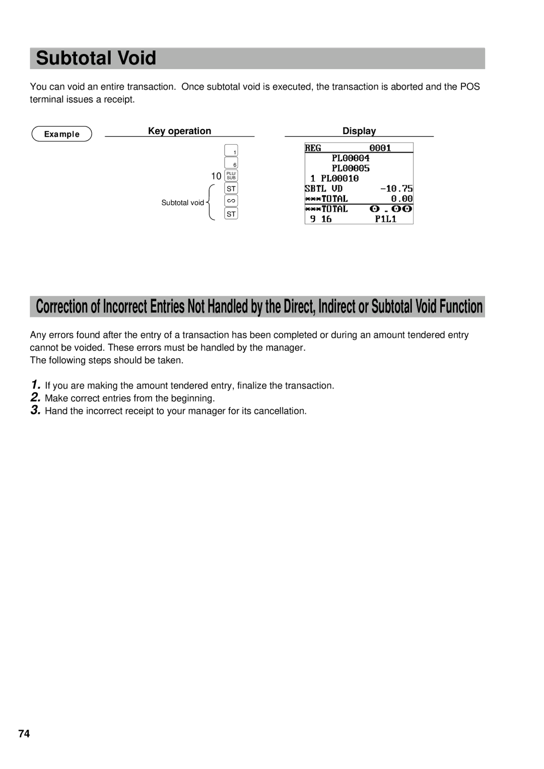 Sharp UP-700 instruction manual Subtotal Void 