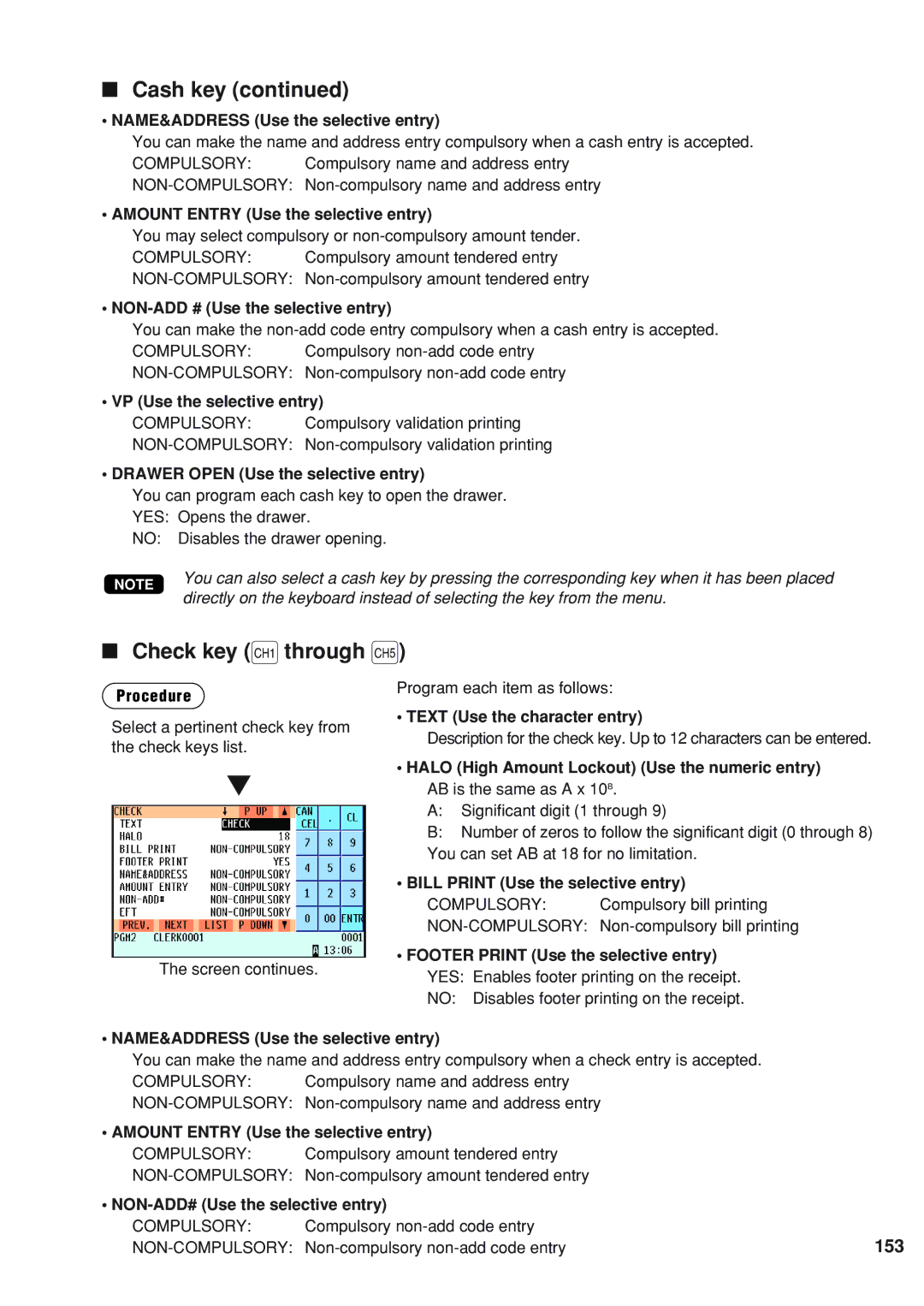 Sharp UP-820F instruction manual Check key h through Ò, 153 