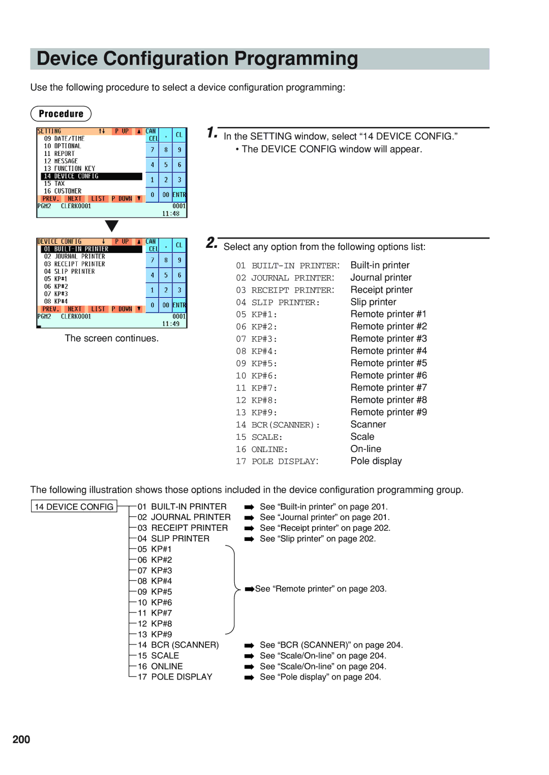 Sharp UP-820F instruction manual Device Configuration Programming 