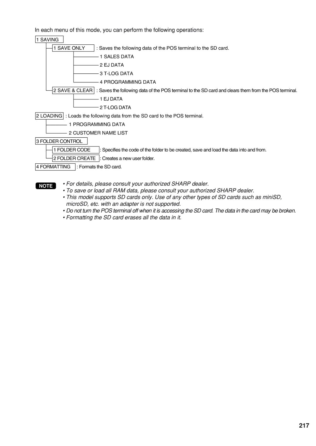 Sharp UP-820F instruction manual 217, Save & Clear 