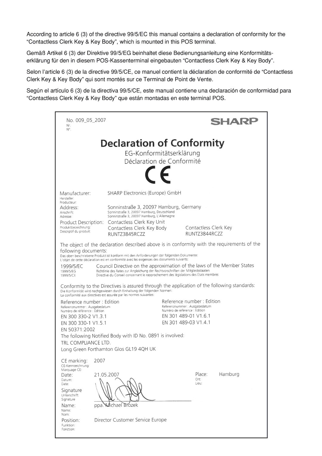 Sharp UP-820F instruction manual 