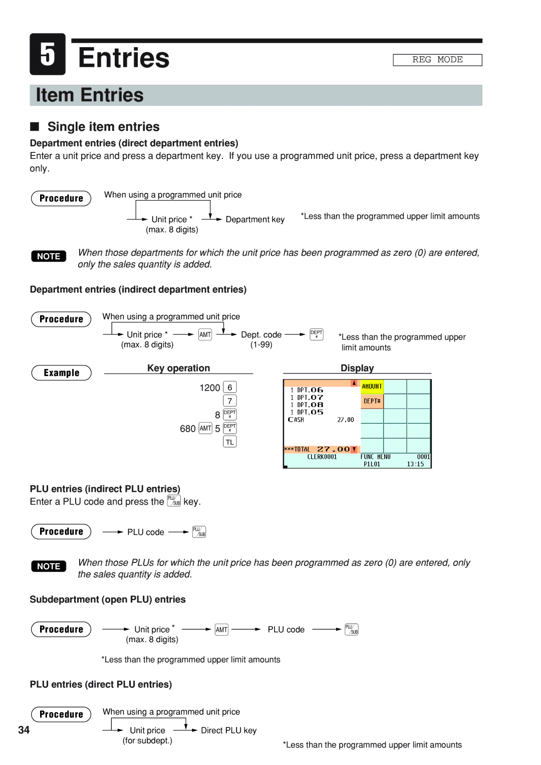 Sharp UP-820F instruction manual Item Entries, 680 `5 à c, Single item entries 